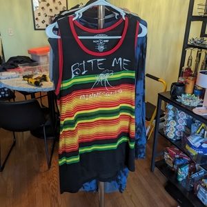 💙Pacific Surf XL Bite me minnesquito striped tank top